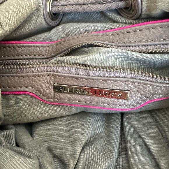 Elliott Lucca Taupe Leather Braided Drawstring Shoulder Bag - Picture 10 of 10